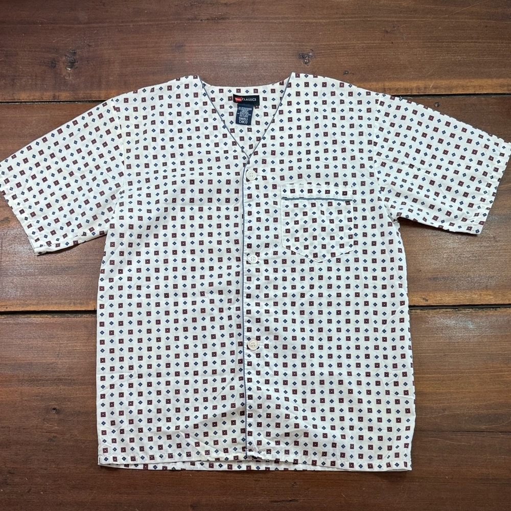 Men's Hanes‎ Classic Night Pajama Sleep Shirt Buttons Size Small Cotton Blend
